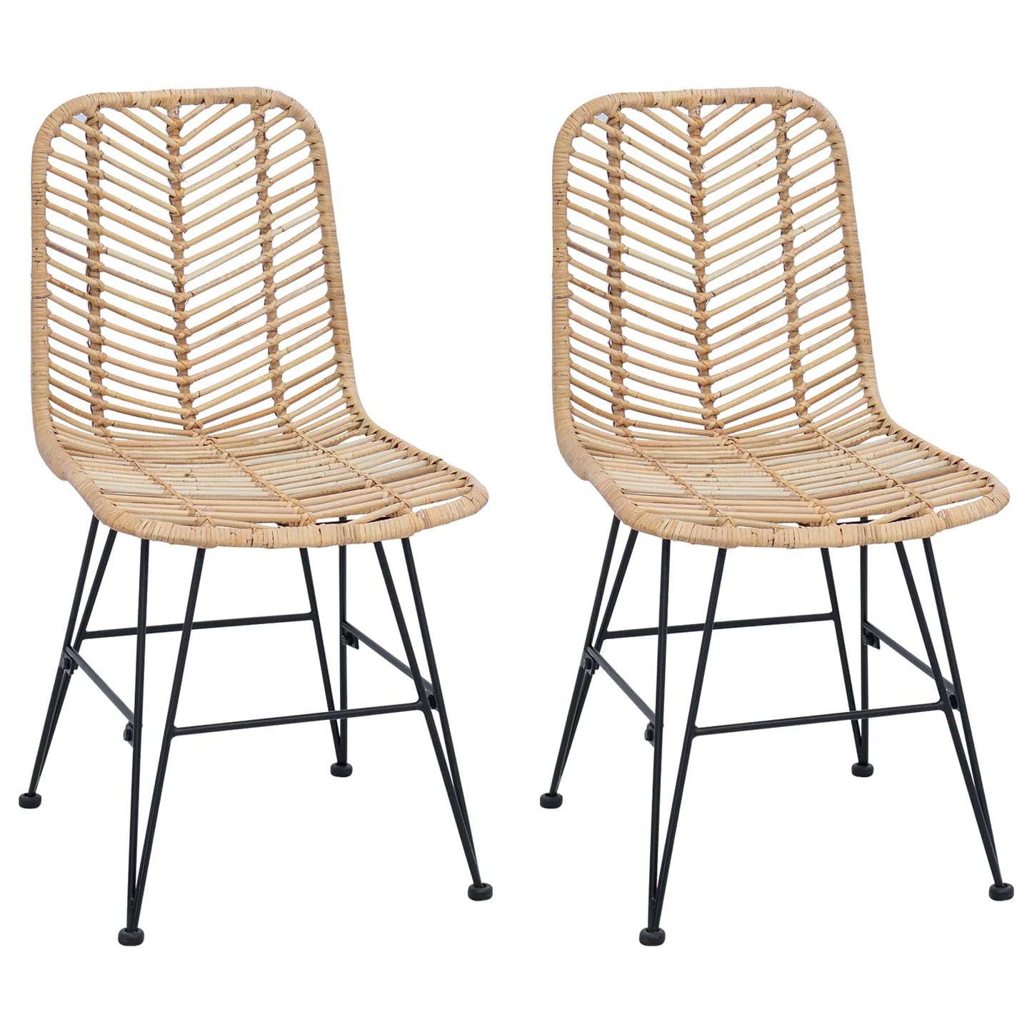 vidaXL Καρέκλα τραπεζαρίας 2 pcs Φυσικό 44.5 x 55 x 85 εκ.