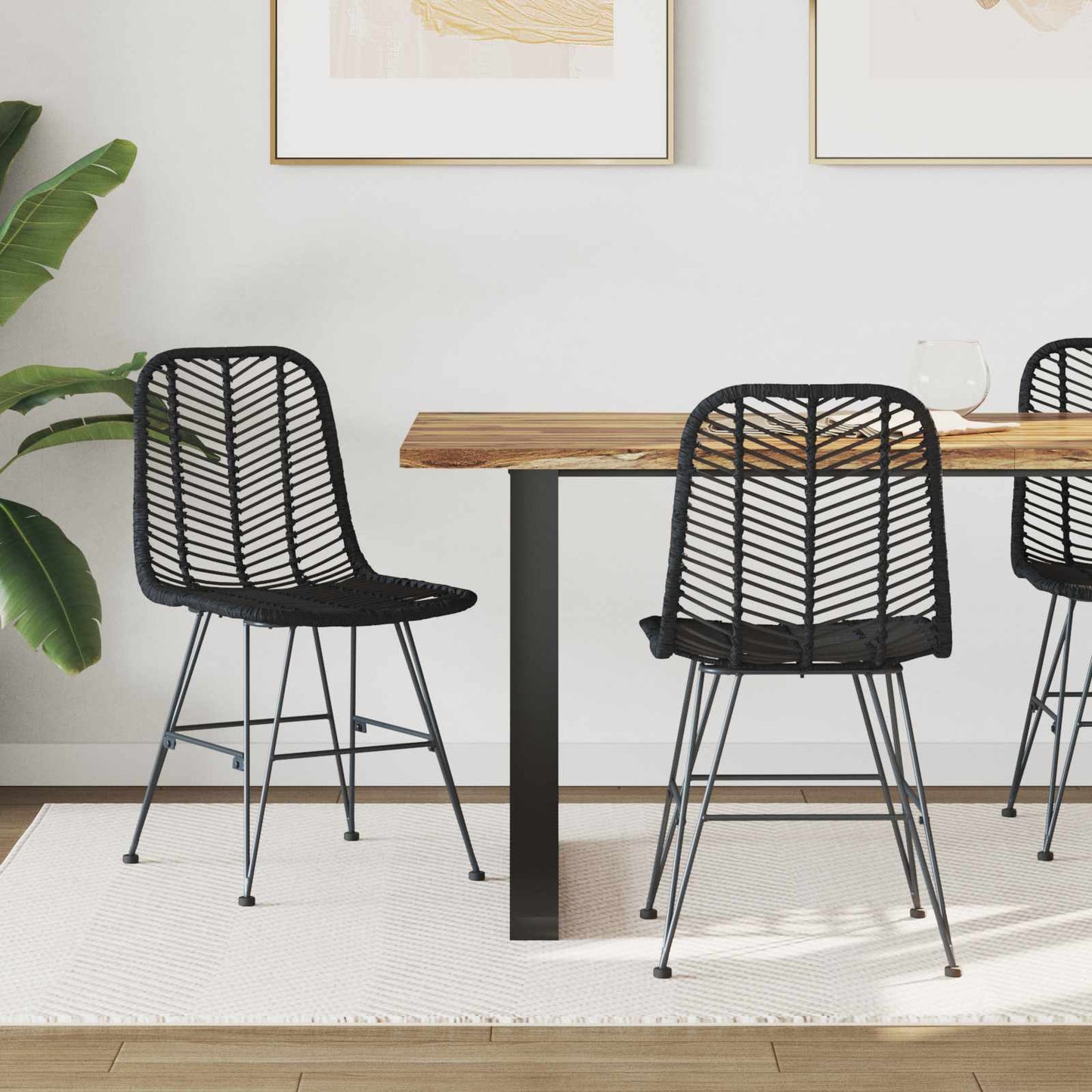 vidaXL Καρέκλα τραπεζαρίας 2 pcs Μαύρο 44.5 x 55 x 85 εκ.