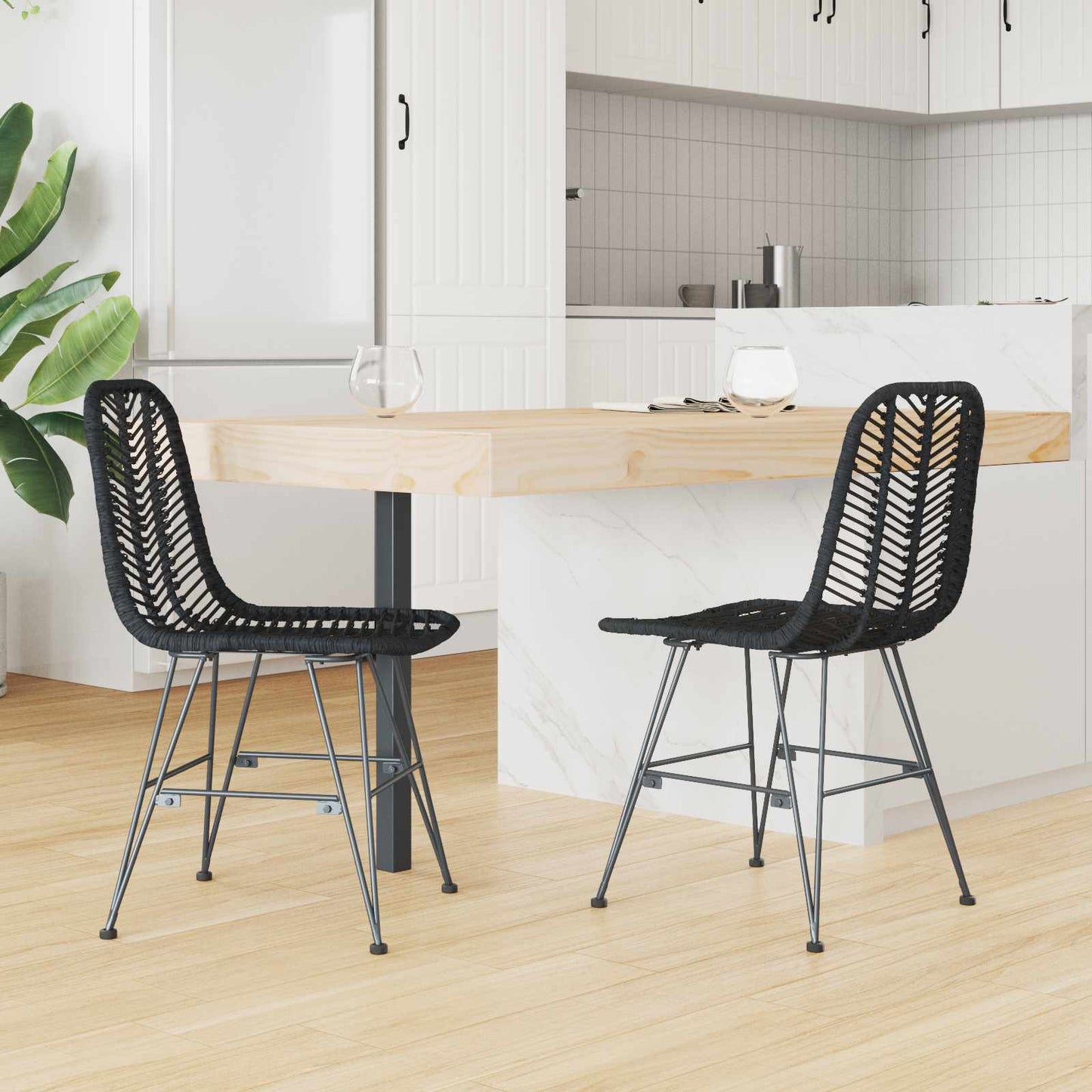 vidaXL Καρέκλα τραπεζαρίας 2 pcs Μαύρο 44.5 x 55 x 85 εκ.