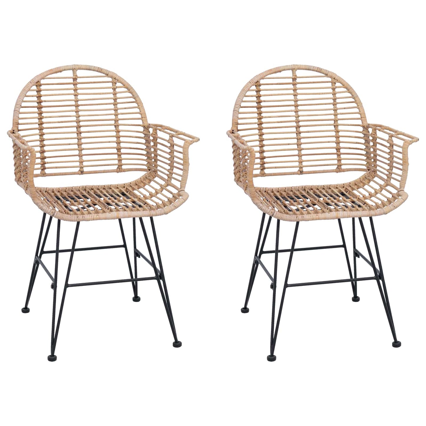 vidaXL Καρέκλα τραπεζαρίας 2 pcs Φυσικό 44 x 44 x 74 εκ.