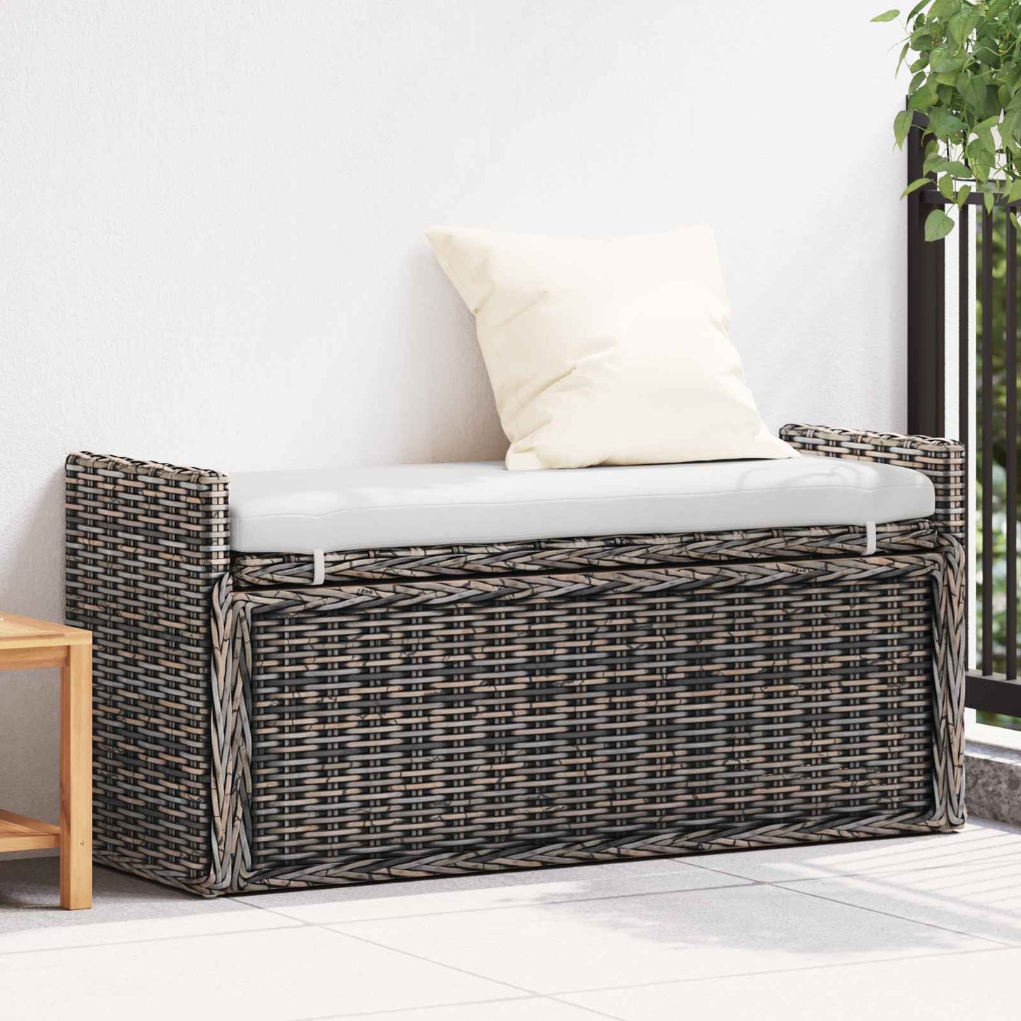vidaXL Παγκάκι με αποθήκευση GENDT Μαύρο πλύσιμο 110 x 40 x 50 εκ