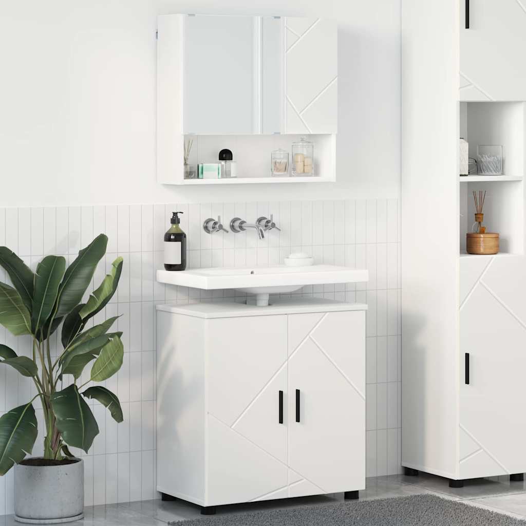 vidaXL Σετ Επίπλων Μπάνιου Επιτοίχιο 2 pcs Λευκό 61 x 35 x 64 εκ.