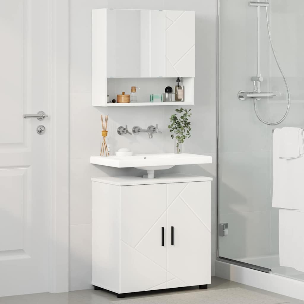 vidaXL Σετ Επίπλων Μπάνιου Επιτοίχιο 2 pcs Λευκό 61 x 35 x 64 εκ.