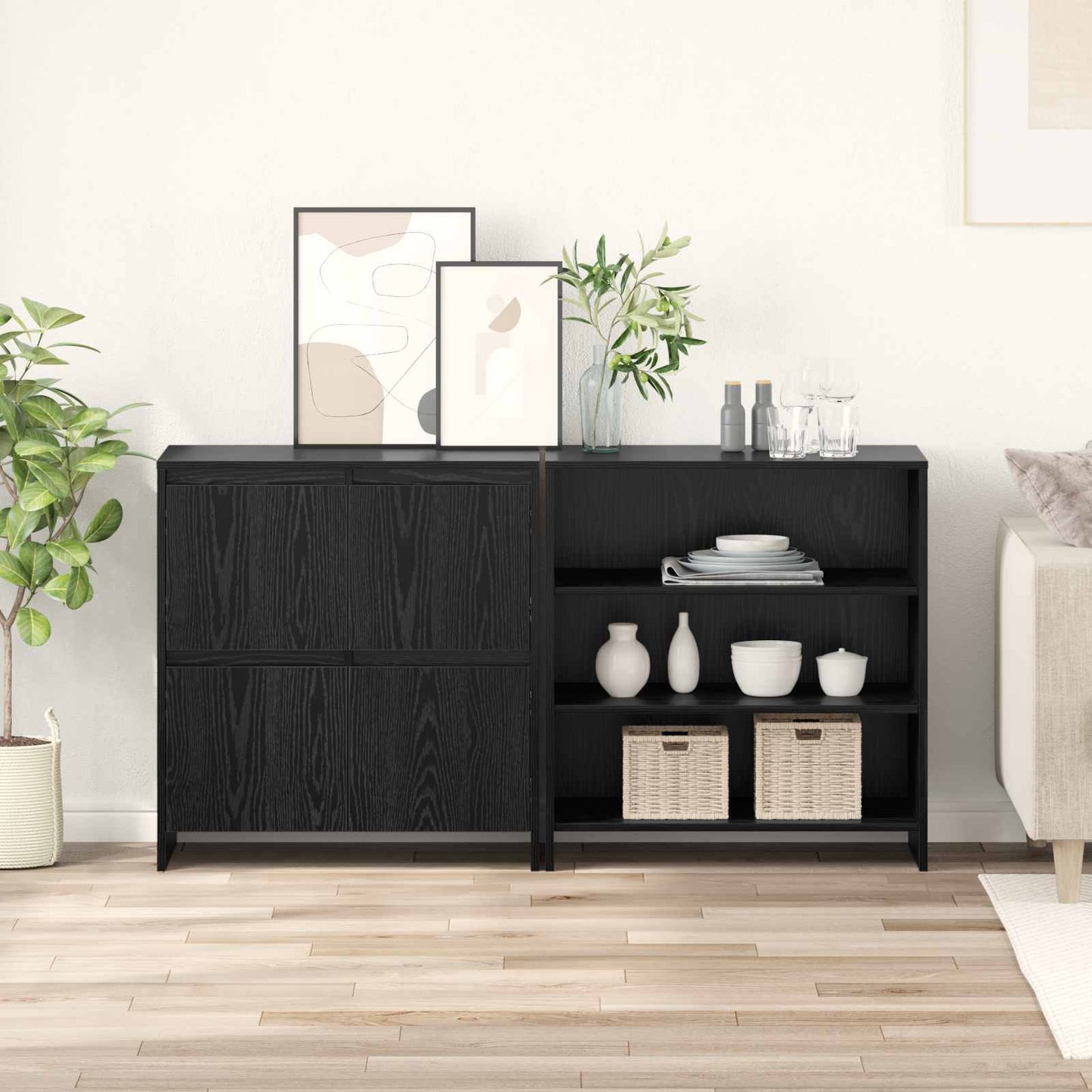 vidaXL Παραδοσιακά Πλευρικά Έπιπλα 2 pcs Μαύρη δρυς 70 x 41 x 75 εκ.