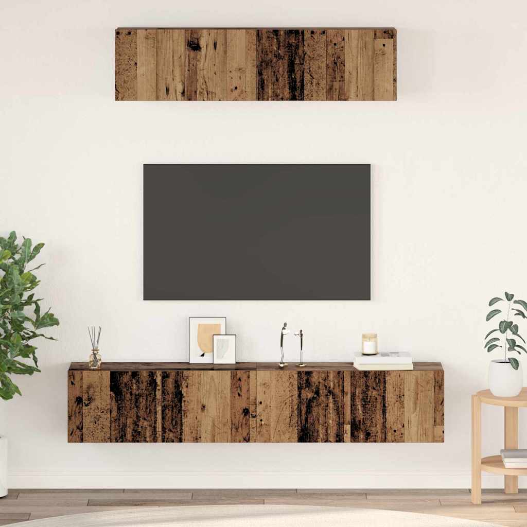 vidaXL Τηλεοπτική Κάβα Τοίχου 4 pcs Παλαιό ξύλο Μέγεθος: Μεσαίο