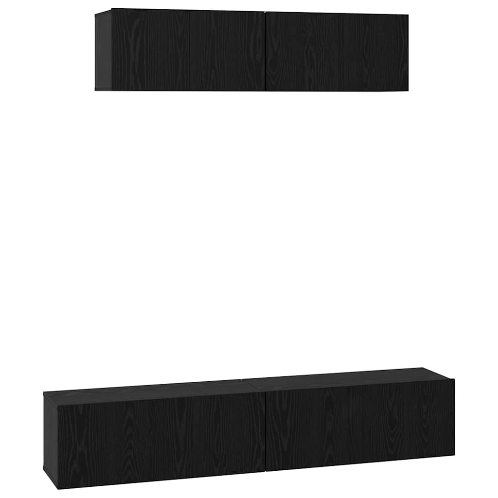 vidaXL Τηλεοπτική Κάβα Τοίχου 4 pcs Μαύρη Οξυά Small 80 x 30 x 30.5 εκ