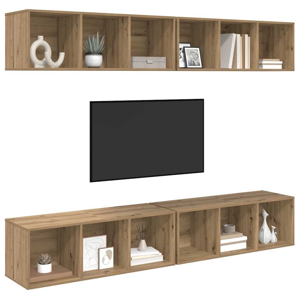 vidaXL Τηλεοπτική Κάβα Τοίχου 4 pcs artisan δρυς 37 x 37 x 107.5 εκ
