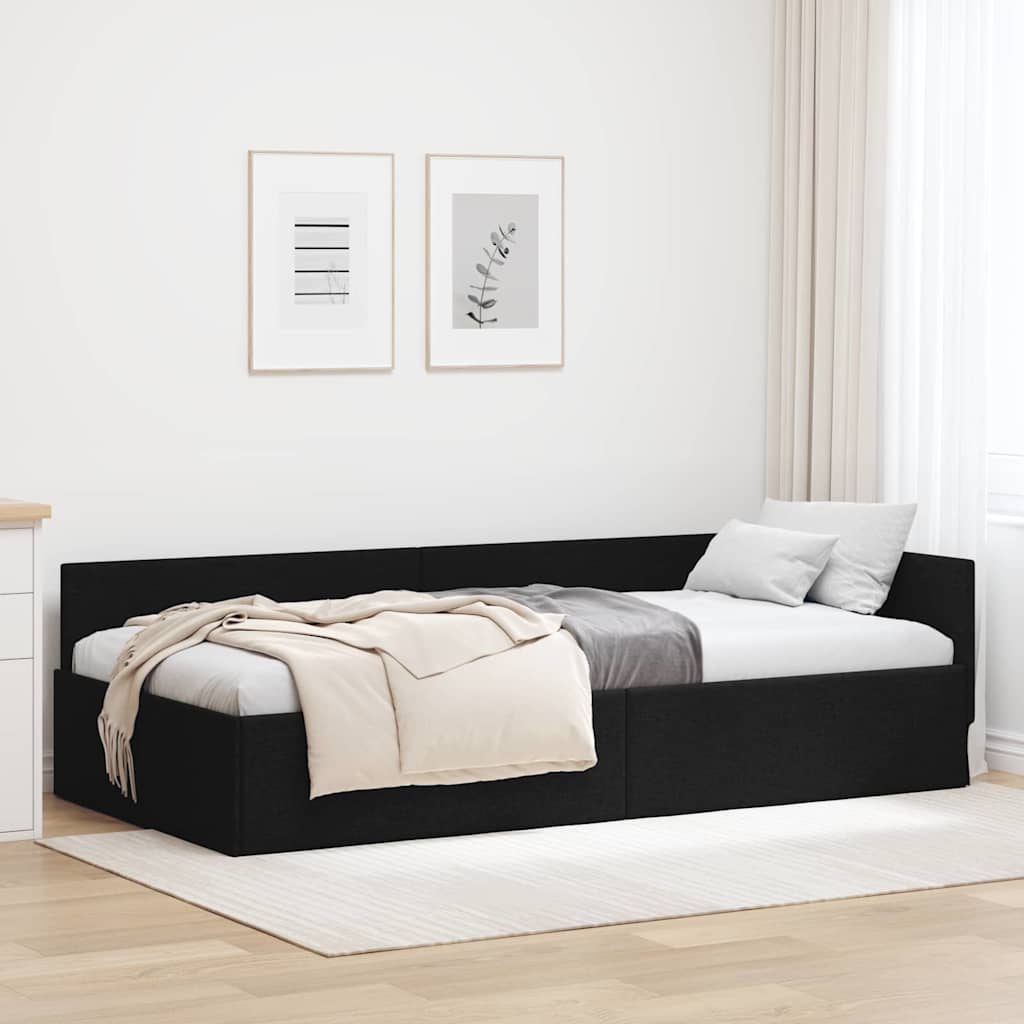 vidaXL Κρεβάτι Γωνίας Μαύρο 80 x 200 cm ύφασμα