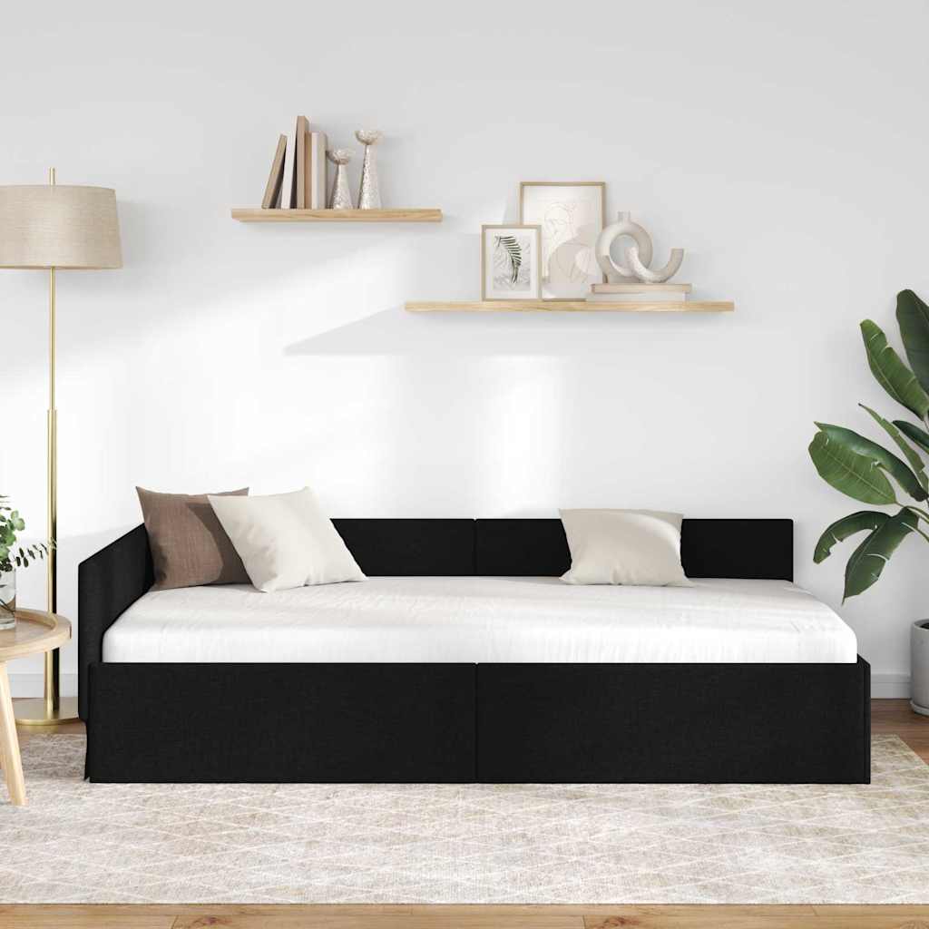 vidaXL Κρεβάτι Γωνίας Μαύρο 90 x 190 cm ύφασμα