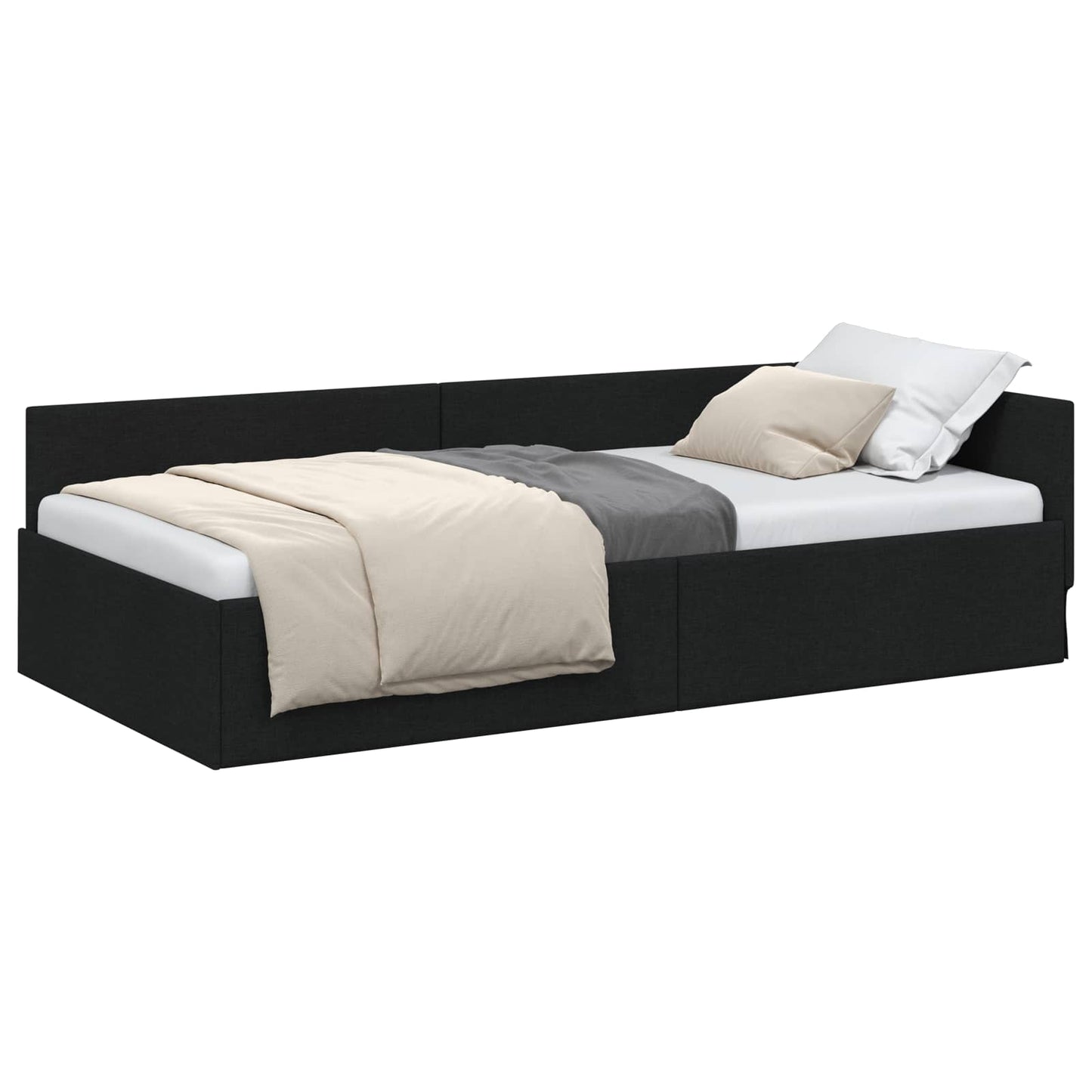 vidaXL Κρεβάτι Γωνίας Μαύρο 90 x 190 cm ύφασμα
