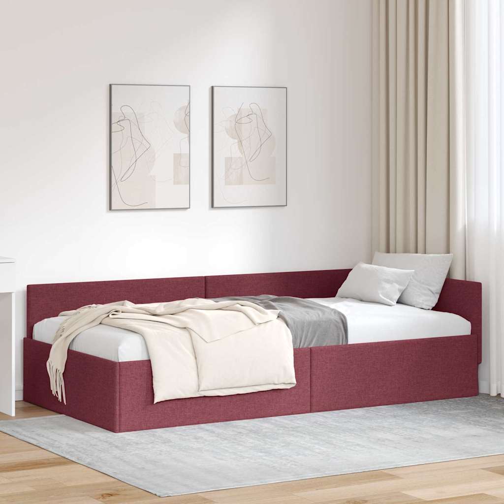 vidaXL Κρεβάτι Γωνίας Κόκκινο 90 x 190 cm ύφασμα