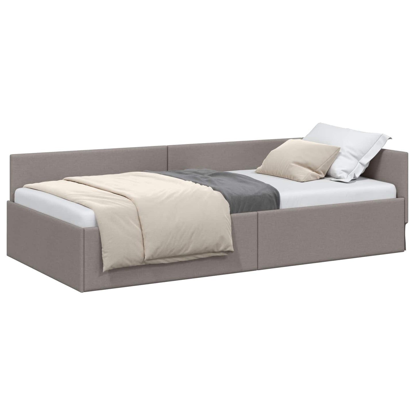 vidaXL Κρεβάτι Γωνίας Taupe 90 x 190 cm ύφασμα