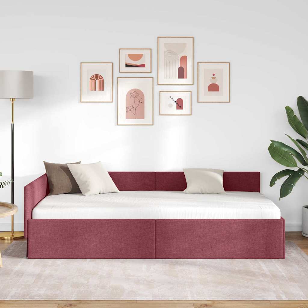 vidaXL Κρεβάτι Γωνίας Κόκκινο 90 x 200 cm ύφασμα