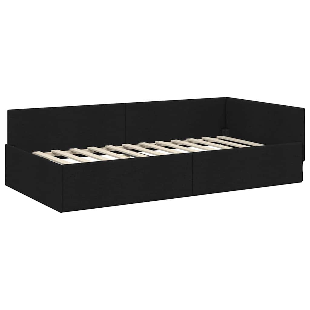 vidaXL Κρεβάτι Γωνίας Μαύρο 100 x 200 cm ύφασμα