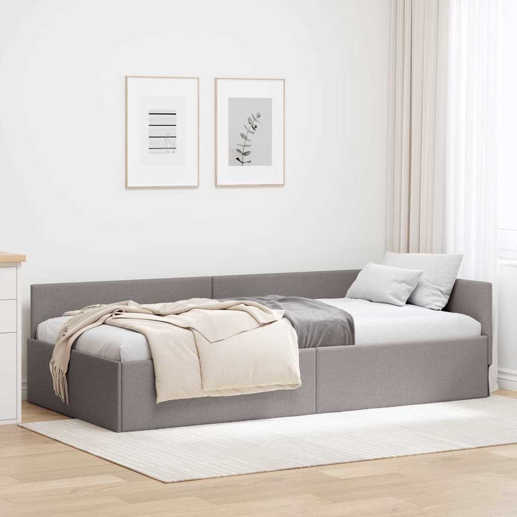 vidaXL Κρεβάτι Γωνίας Taupe 100 x 200 cm ύφασμα