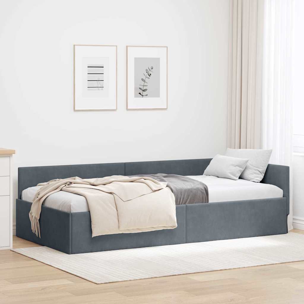 vidaXL Κρεβάτι Γωνίας Σκούρο Γκρι 80 x 200 cm Βελούδο