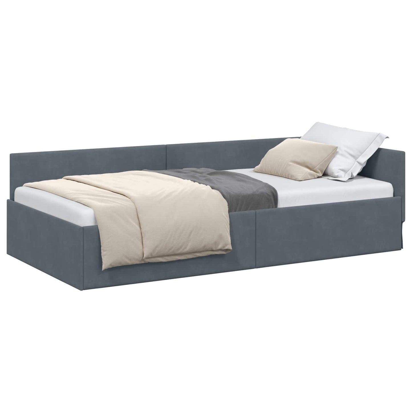 vidaXL Κρεβάτι Γωνίας Σκούρο Γκρι 80 x 200 cm Βελούδο