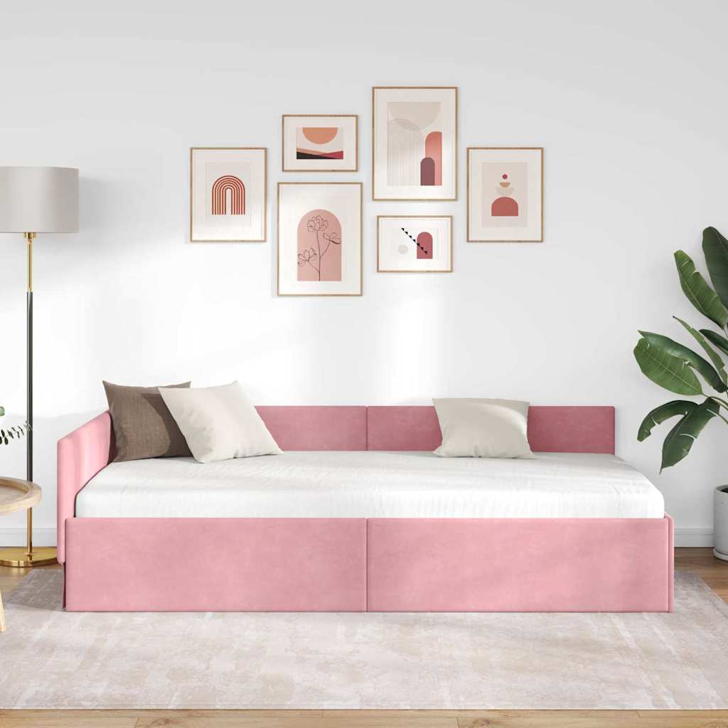 vidaXL Κρεβάτι Γωνίας Ροζ 80 x 200 cm Βελούδο