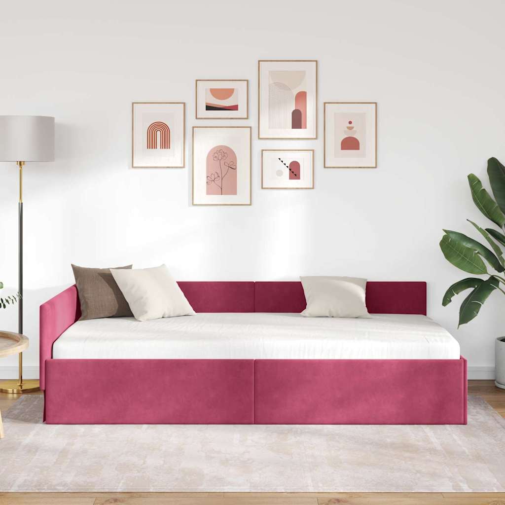vidaXL Κρεβάτι Γωνίας Κόκκινο 80 x 200 cm Βελούδο