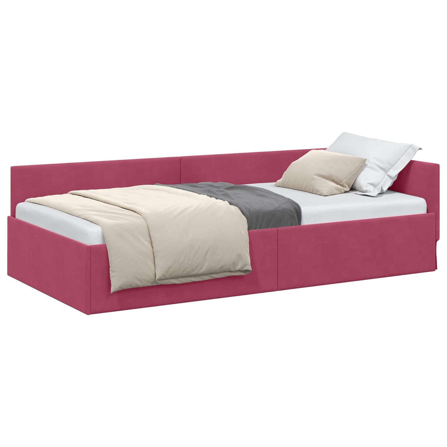 vidaXL Κρεβάτι Γωνίας Κόκκινο 80 x 200 cm Βελούδο