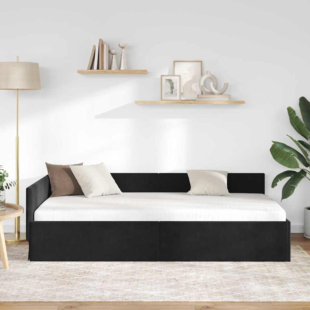 vidaXL Κρεβάτι Γωνίας Μαύρο 80 x 200 cm Βελούδο