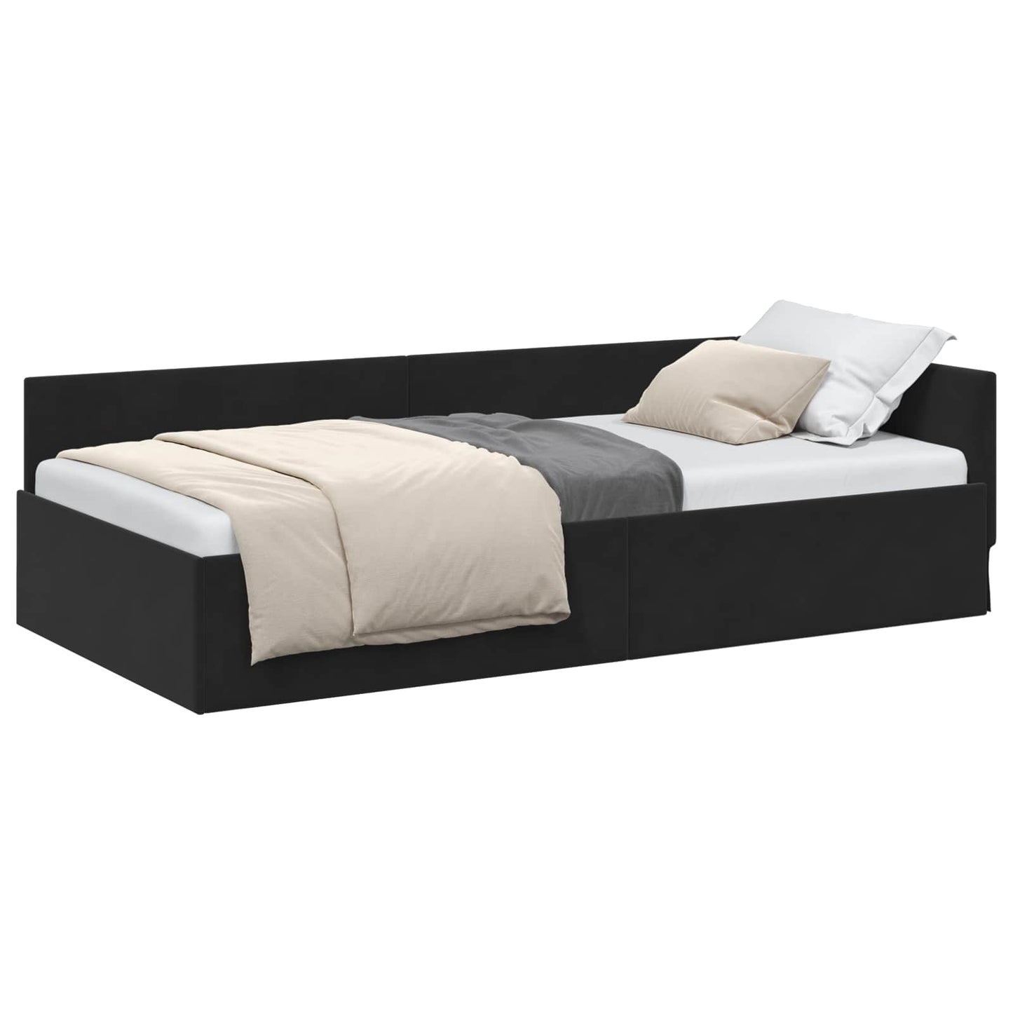 vidaXL Κρεβάτι Γωνίας Μαύρο 80 x 200 cm Βελούδο