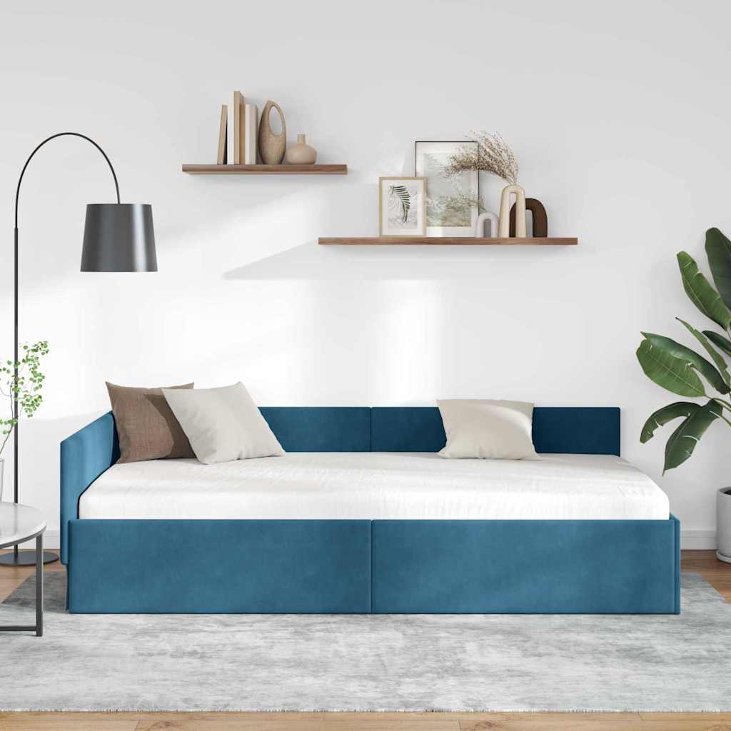 vidaXL Κρεβάτι Γωνίας Μπλε 90 x 190 cm Βελούδο