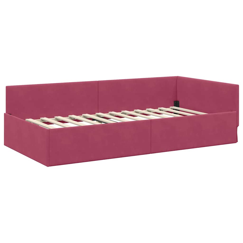 vidaXL Κρεβάτι Γωνίας Κόκκινο 90 x 190 cm Βελούδο
