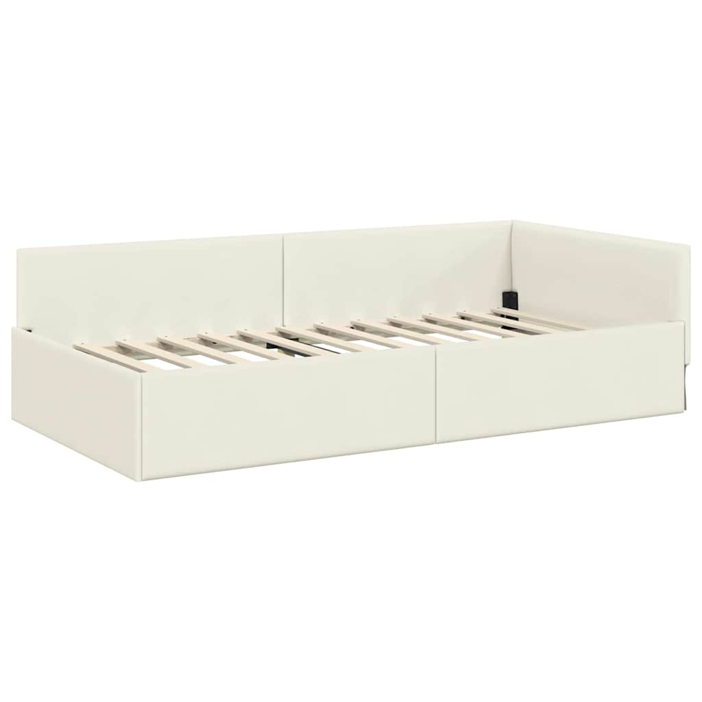 vidaXL Κρεβάτι Γωνίας Κρεμ 90 x 190 cm Βελούδο