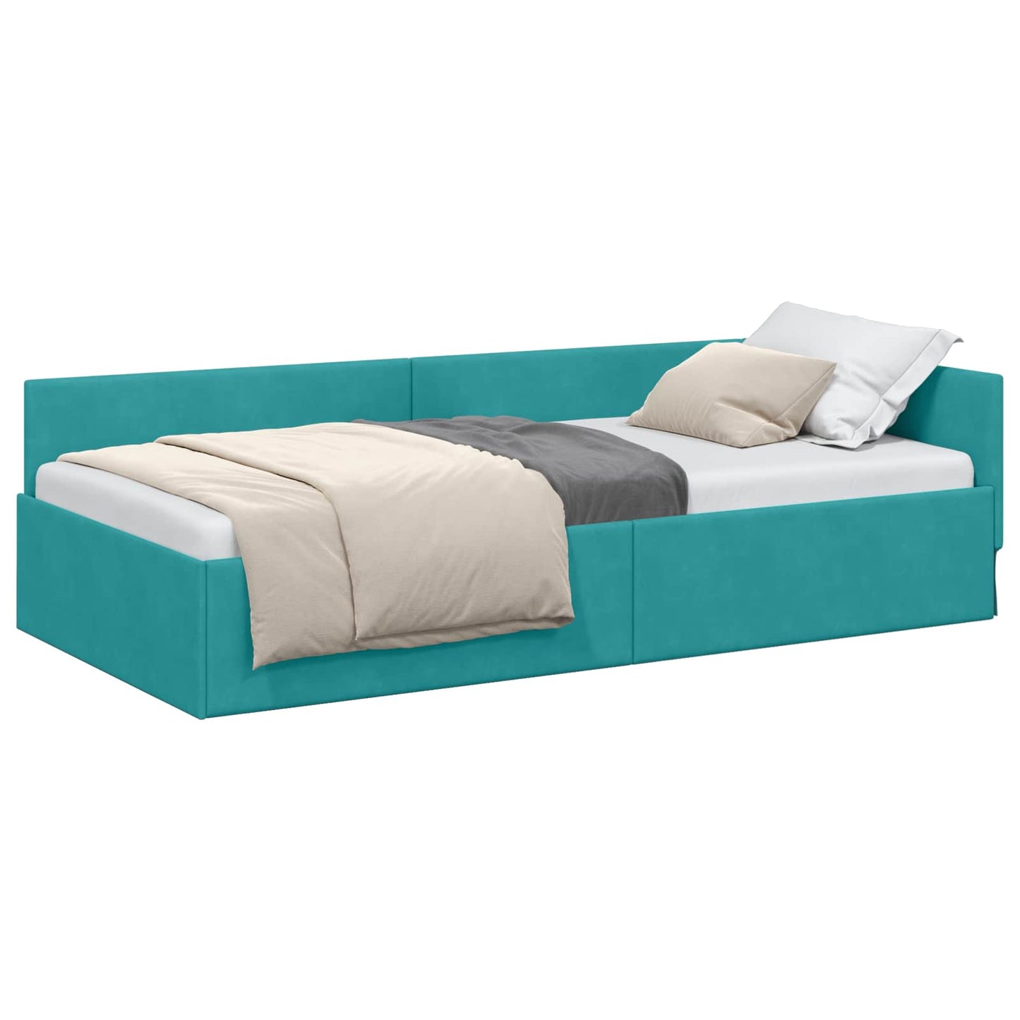 vidaXL Κρεβάτι Γωνίας Τιρκουάζ 90 x 190 cm Βελούδο