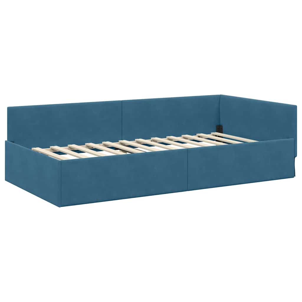 vidaXL Κρεβάτι Γωνίας Μπλε 90 x 200 cm Βελούδο