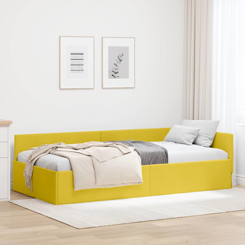vidaXL Κρεβάτι Γωνίας Κίτρινο 90 x 200 cm Βελούδο
