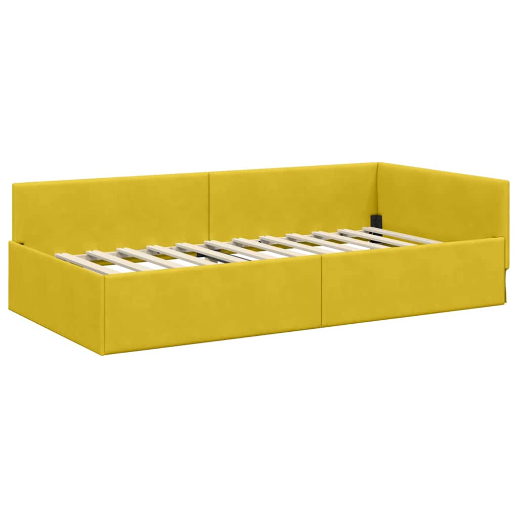 vidaXL Κρεβάτι Γωνίας Κίτρινο 90 x 200 cm Βελούδο