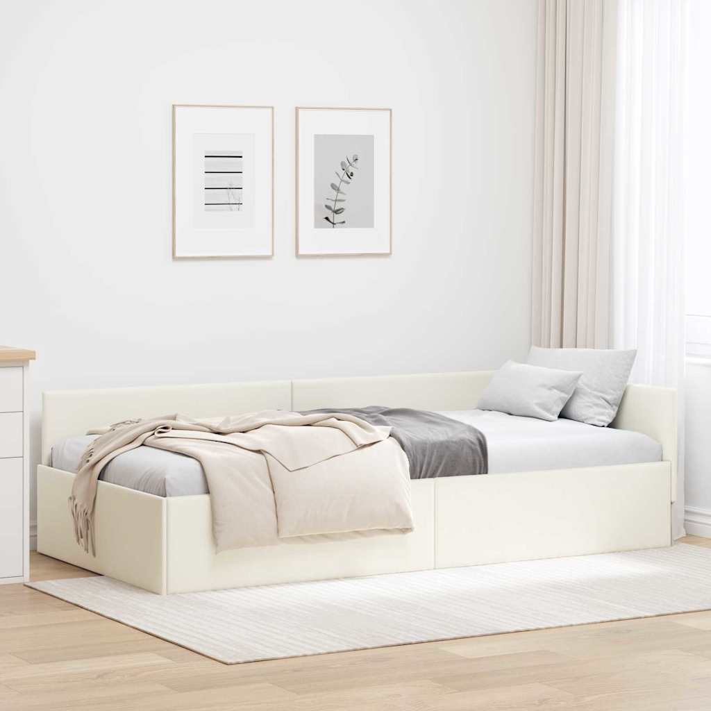 vidaXL Κρεβάτι Γωνίας Κρεμ 90 x 200 cm Βελούδο