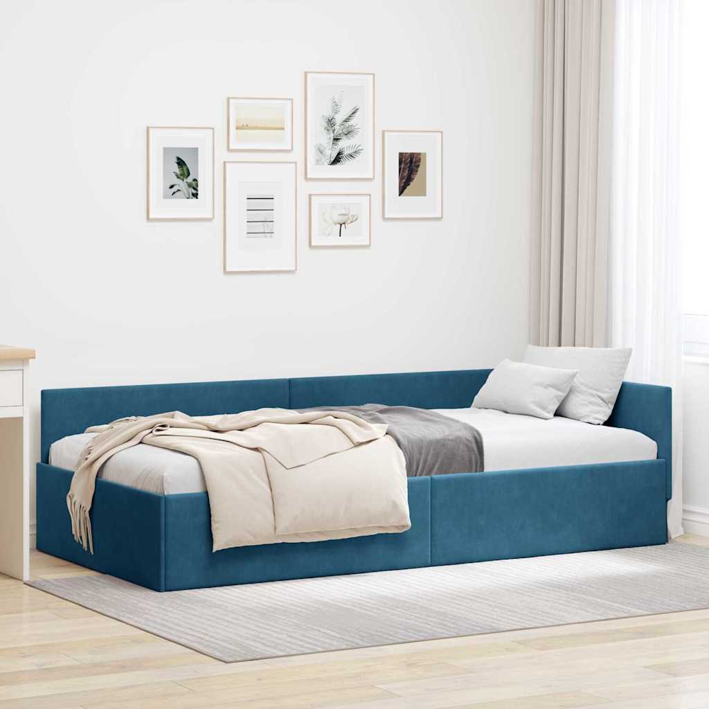 vidaXL Κρεβάτι Γωνίας Μπλε 100 x 200 cm Βελούδο