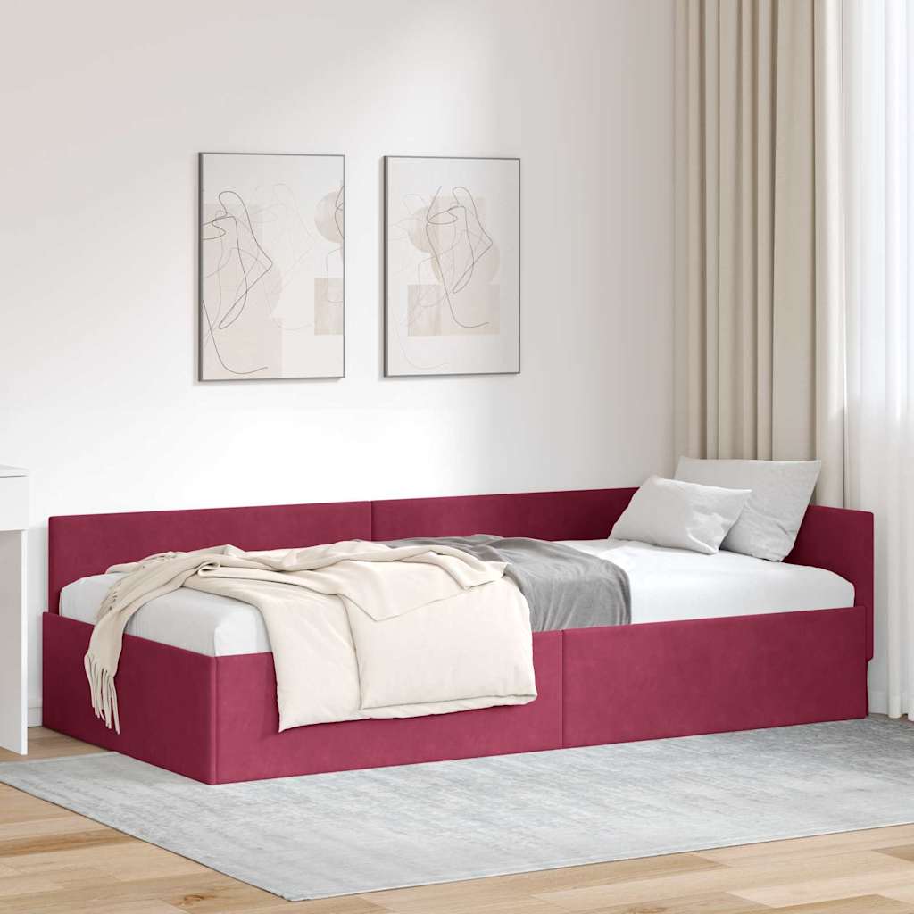 vidaXL Κρεβάτι Γωνίας Κόκκινο 100 x 200 cm Βελούδο