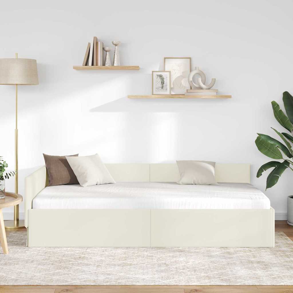 vidaXL Κρεβάτι Γωνίας Κρεμ 100 x 200 cm Βελούδο