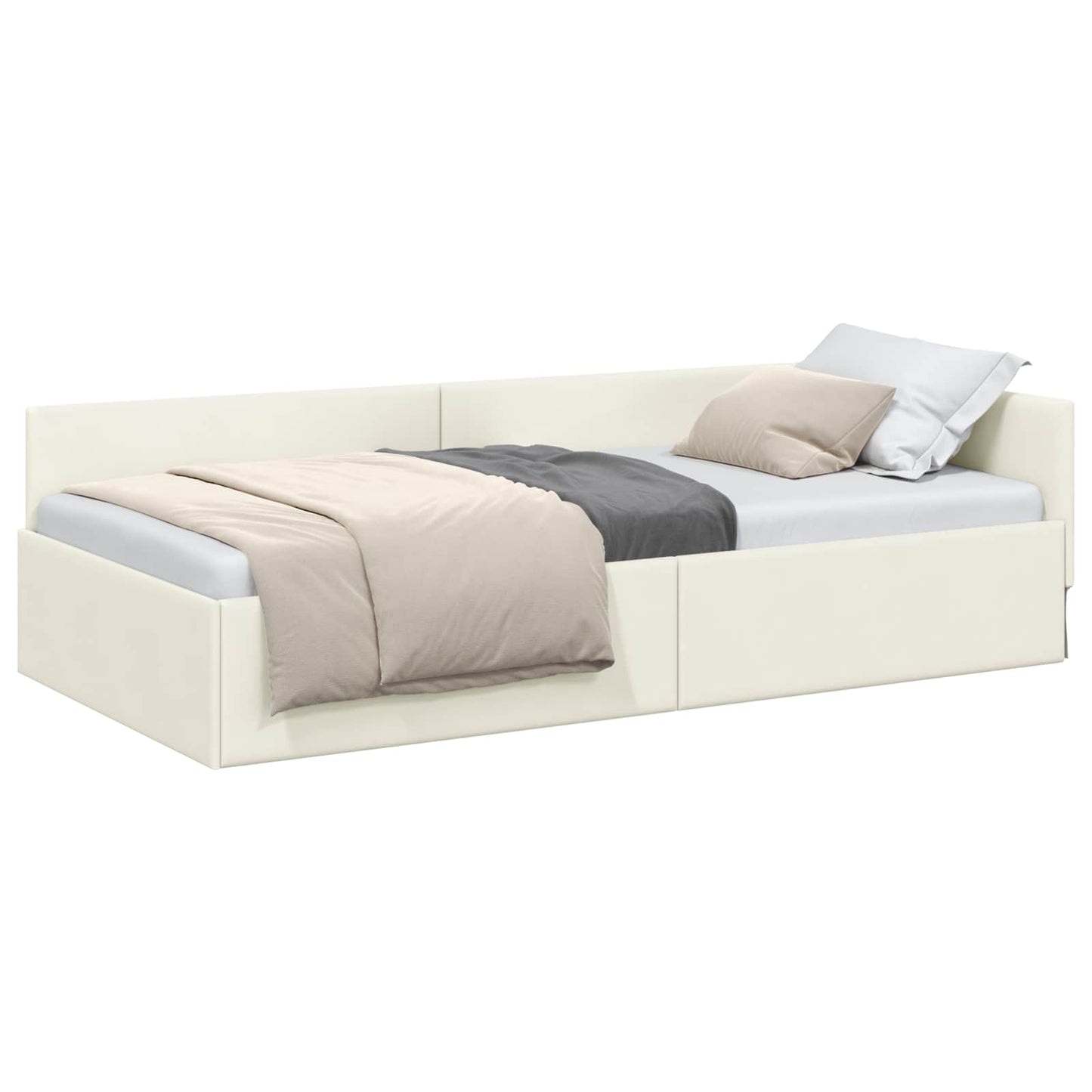 vidaXL Κρεβάτι Γωνίας Κρεμ 100 x 200 cm Βελούδο