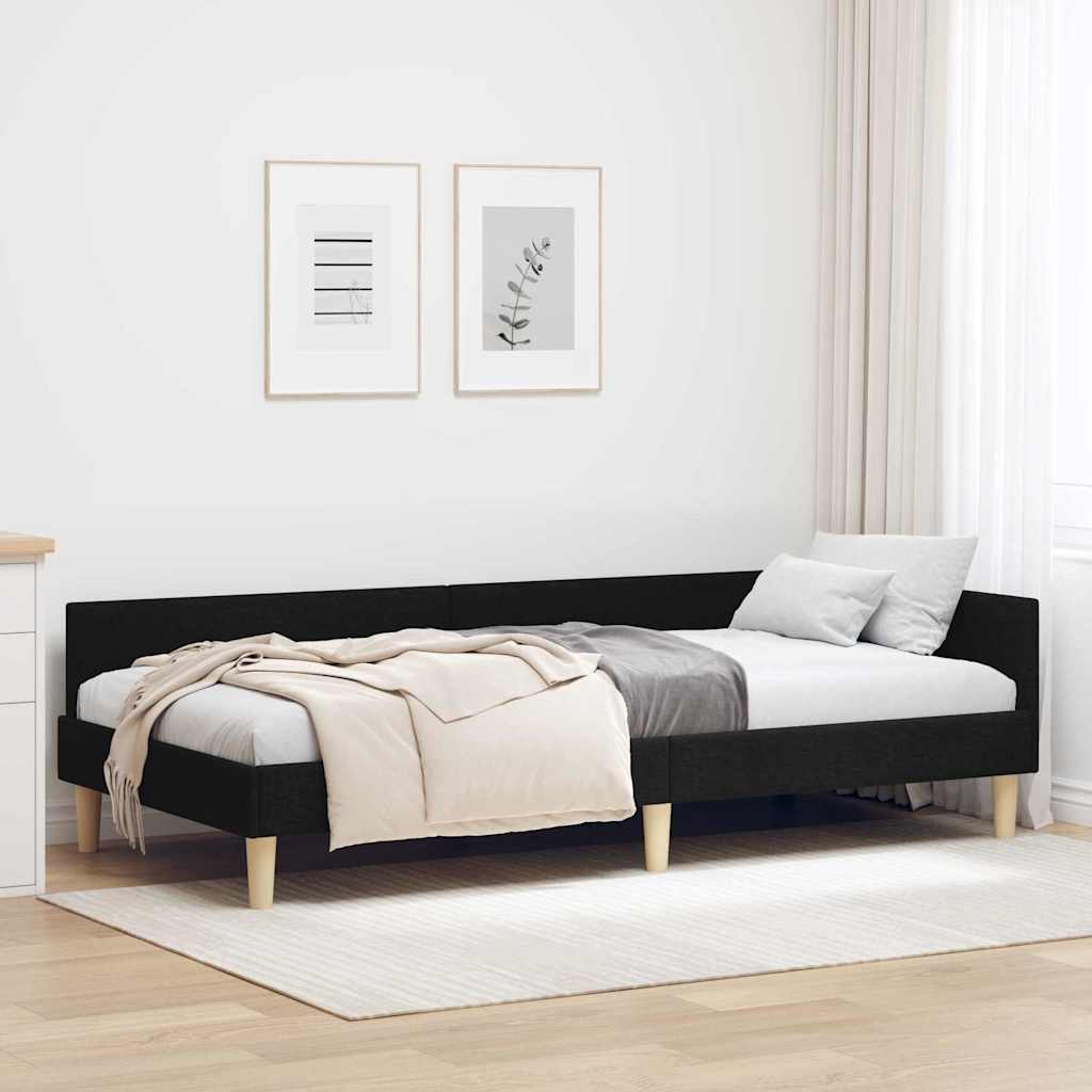 vidaXL Κρεβάτι Γωνίας Μαύρο 80 x 200 cm ύφασμα