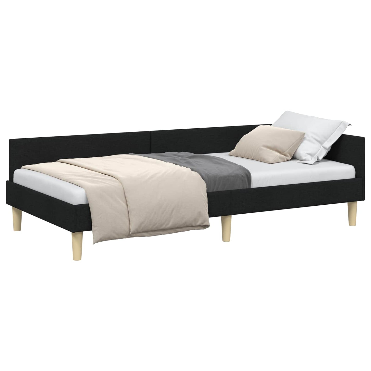 vidaXL Κρεβάτι Γωνίας Μαύρο 80 x 200 cm ύφασμα