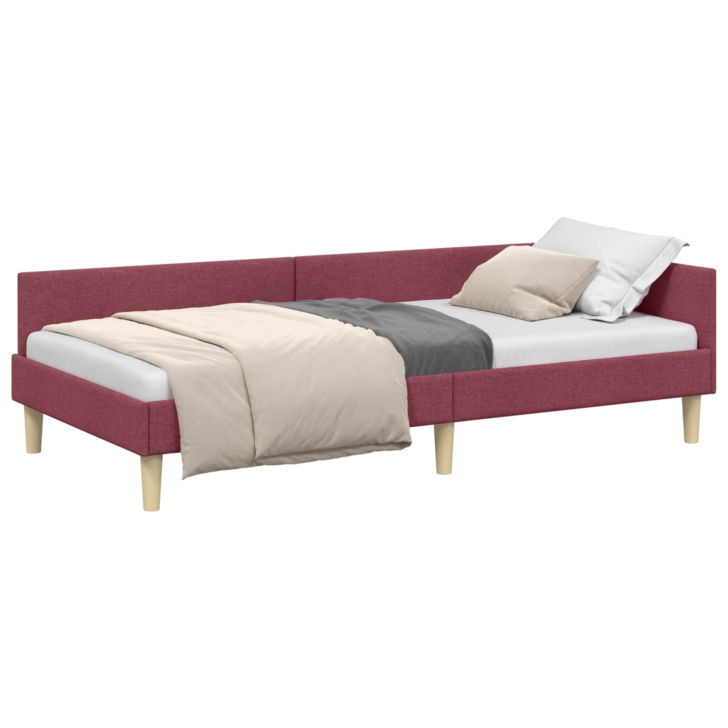 vidaXL Κρεβάτι Γωνίας Κόκκινο 90 x 190 cm ύφασμα