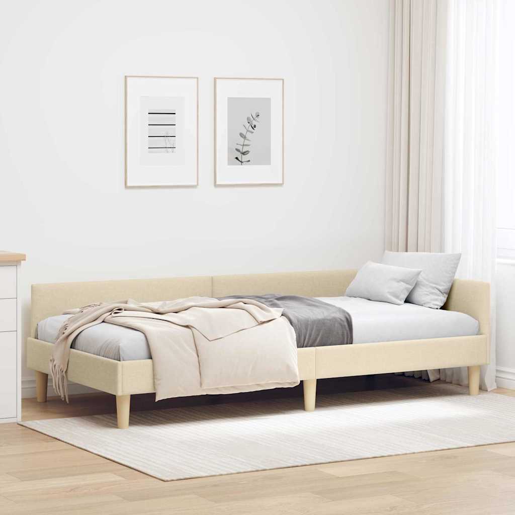 vidaXL Κρεβάτι Γωνίας Κρεμ 90 x 190 cm ύφασμα