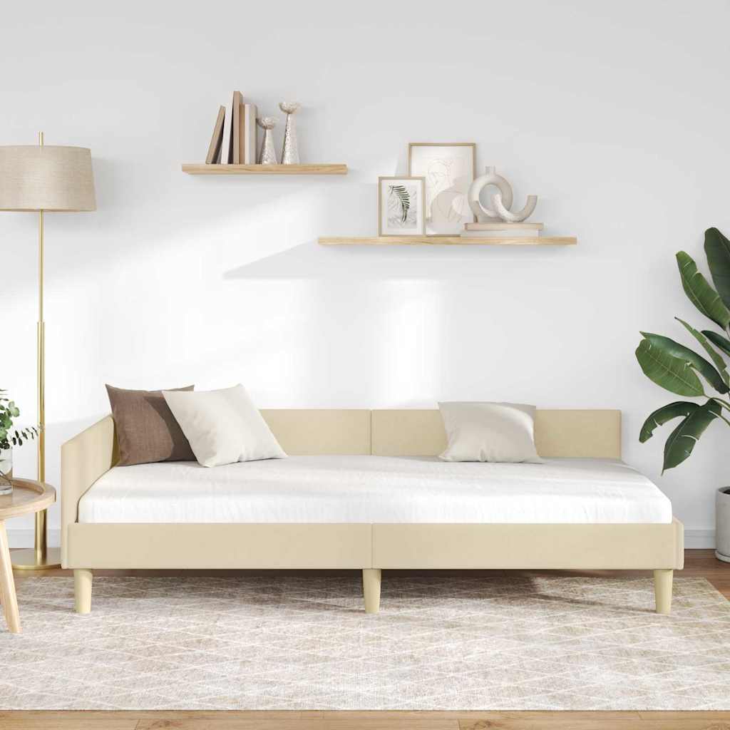 vidaXL Κρεβάτι Γωνίας Κρεμ 90 x 190 cm ύφασμα