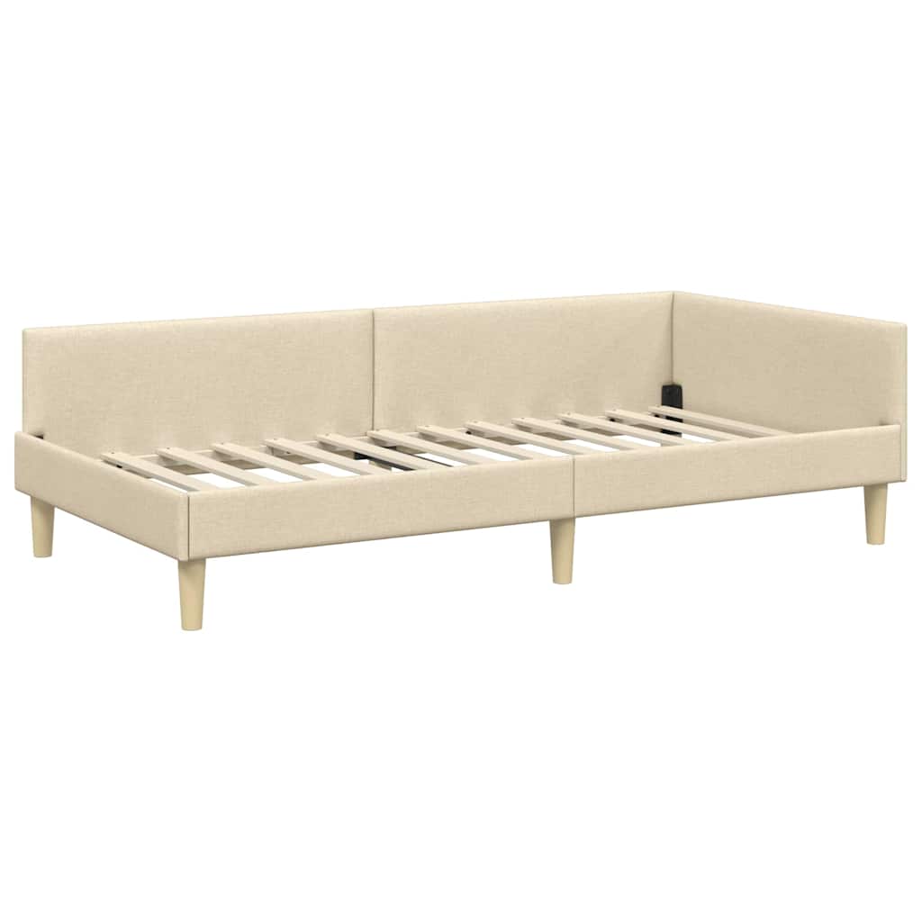 vidaXL Κρεβάτι Γωνίας Κρεμ 90 x 190 cm ύφασμα