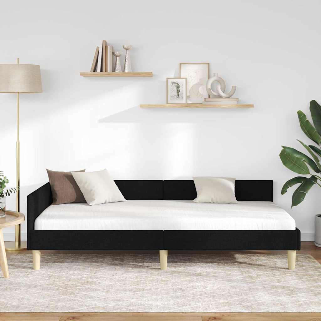 vidaXL Κρεβάτι Γωνίας Μαύρο 90 x 200 cm ύφασμα