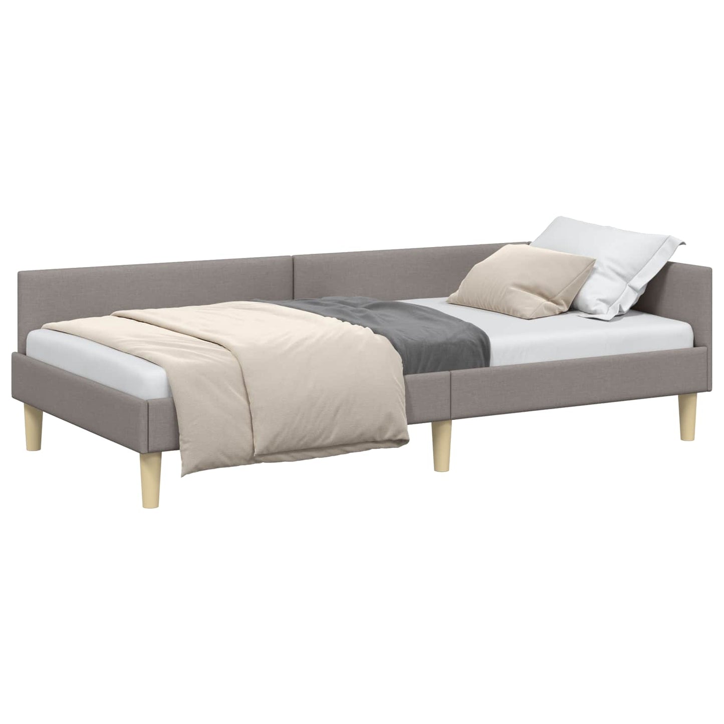 vidaXL Κρεβάτι Γωνίας Taupe 100 x 200 cm ύφασμα