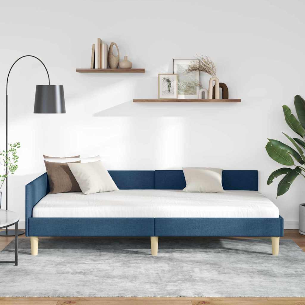 vidaXL Κρεβάτι Γωνίας Μπλε 100 x 200 cm ύφασμα