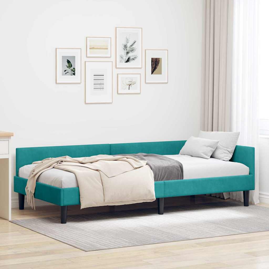 vidaXL Κρεβάτι Γωνίας Τιρκουάζ 80 x 200 cm Βελούδο