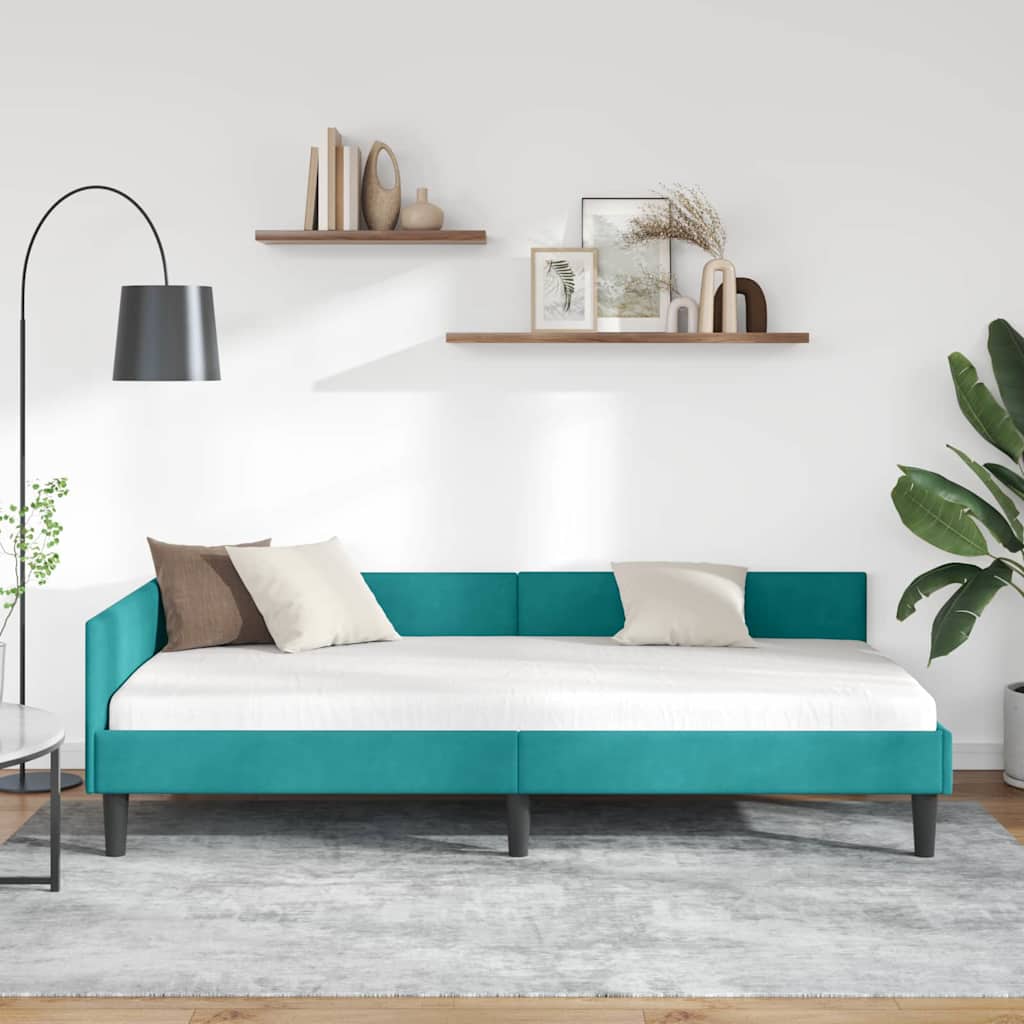 vidaXL Κρεβάτι Γωνίας Τιρκουάζ 80 x 200 cm Βελούδο