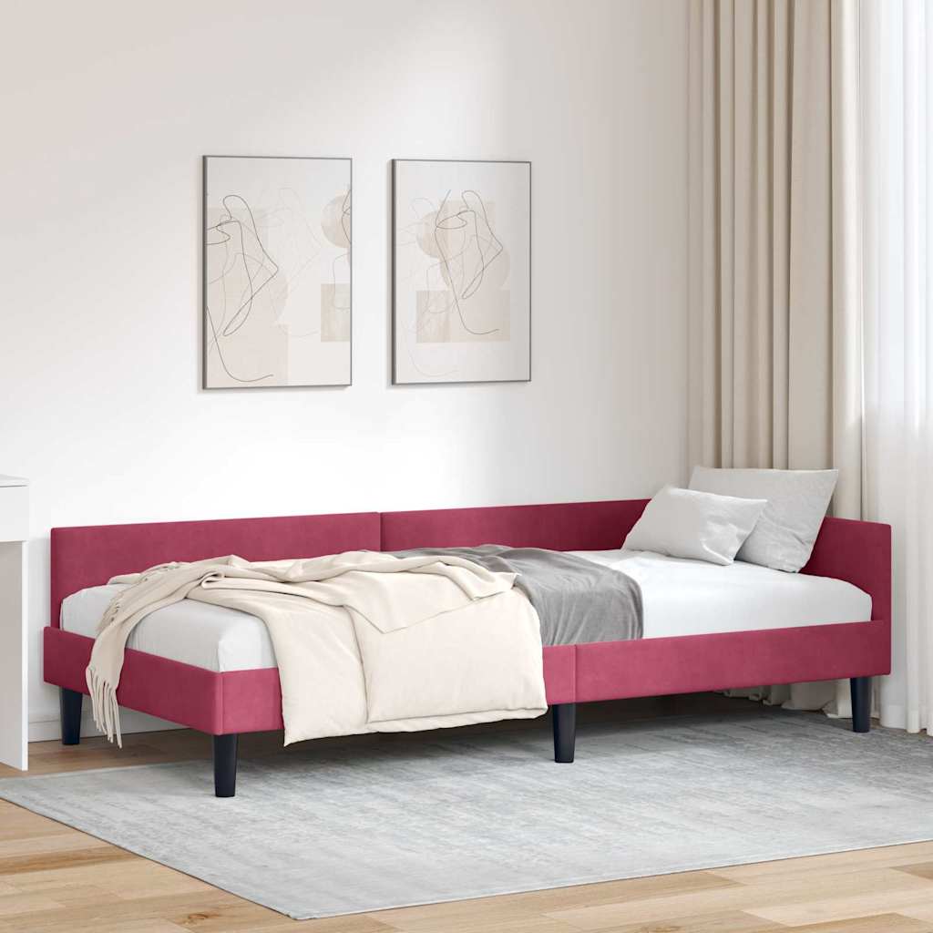vidaXL Κρεβάτι Γωνίας Κόκκινο 90 x 190 cm Βελούδο